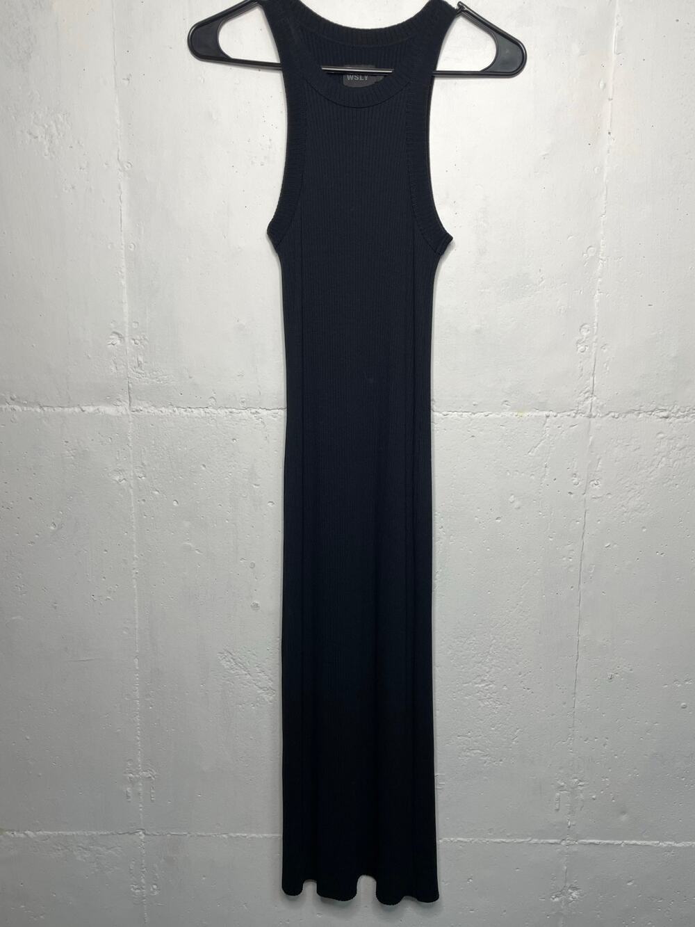 WSLY Black Ribbed Midi Dress Sleeveless Size Small